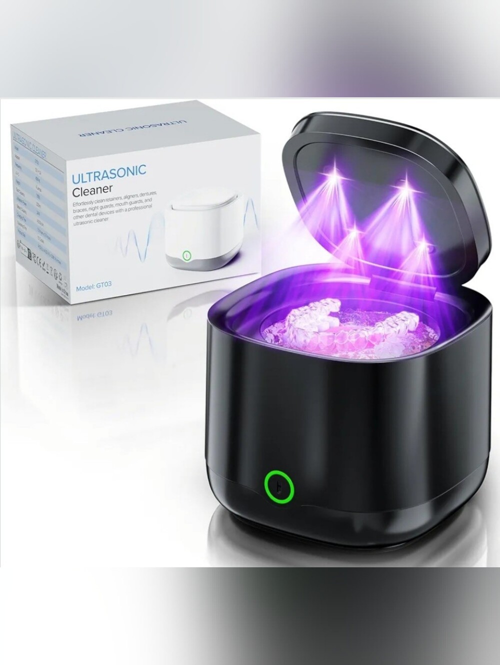 Ultrasonic Retainer Cleaner for Denture with 4 UV Lights 45kHz 4000mAh 200ml
